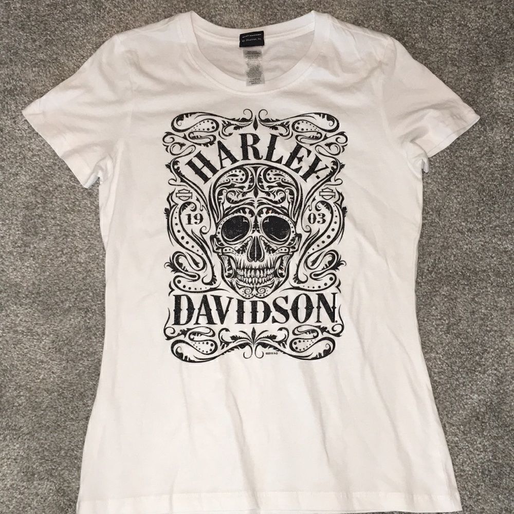 Women’s skull day of the dead Harley Davidson Indianapolis motorcycle t shirt S